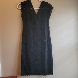 Black Lace Short Sleeve Evening Dress sz 8P Women
